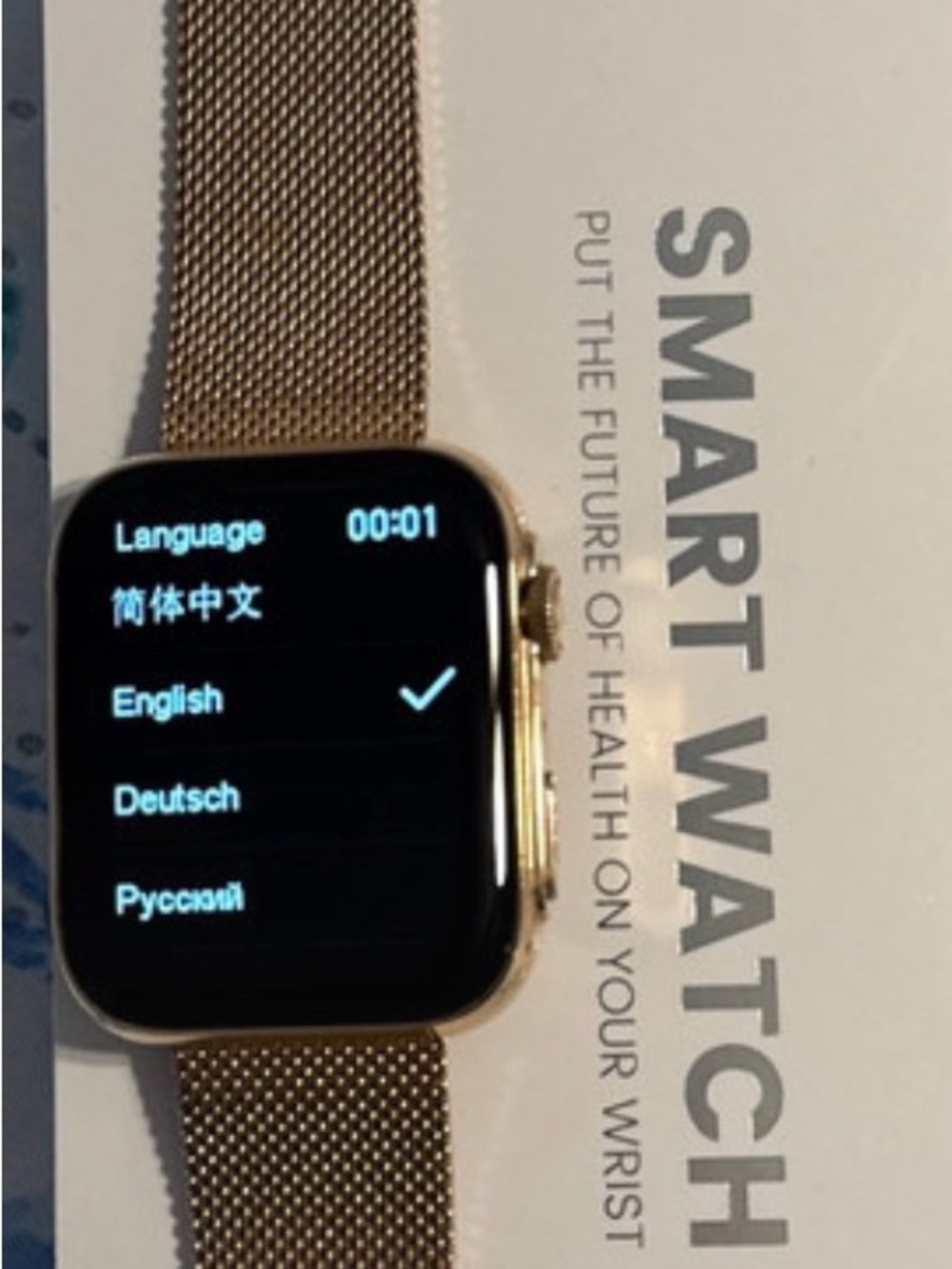 Gold Smartwatch with Gold Mesh Band - Health & Notifications